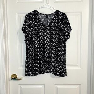 Black Valentine Heart Short Sleeve Top Size L